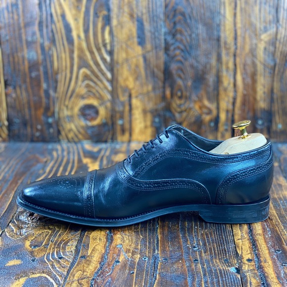 To Boot New York Phelps Medallion Cap Toe Oxford Black Leather Shoes Size US 8.5 - Picture 4 of 8
